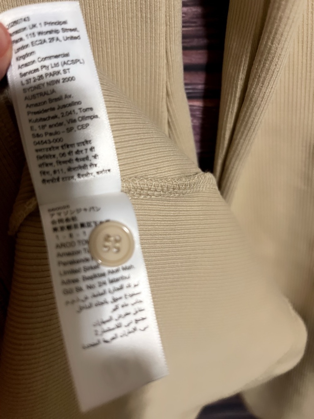Asymmetrical Beige Long-Sleeve Knit Dress with Side Button Detail - Picture 10 of 16